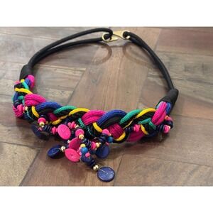 Vintage 80's Women's Beaded Stretch Boho Belt 31" Hook Buckle‎ in Back